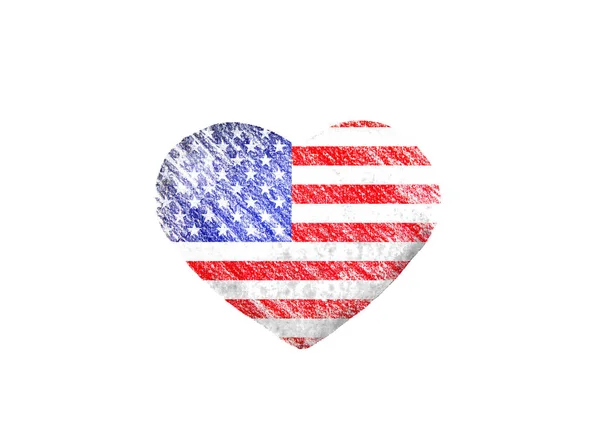 Heart Flag Usa White Background — Stock Photo, Image