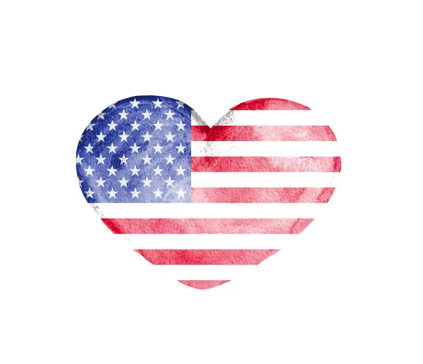 Heart Flag Usa White Background — Stock Photo, Image