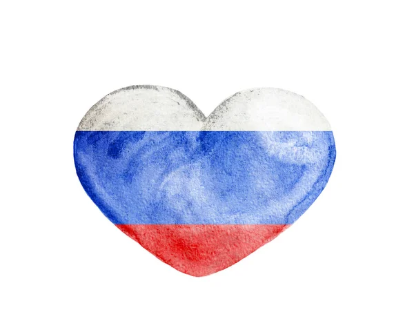Сердце Национальным Флагом России Белом Фоне — стоковое фото