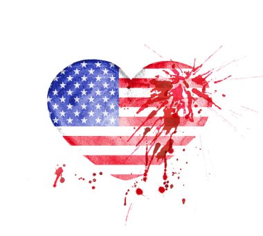 Beyaz arka planda Amerikan kalp bayrağı