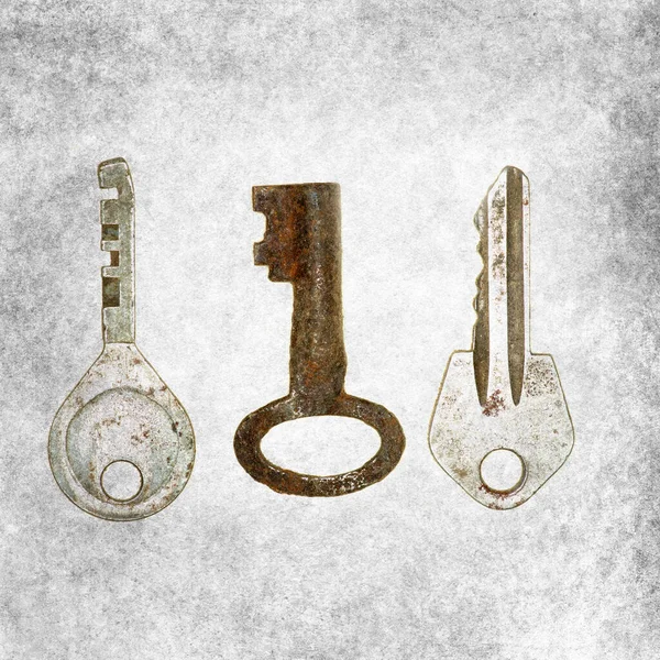 Textured Old Background Old Keys — Stock Photo, Image