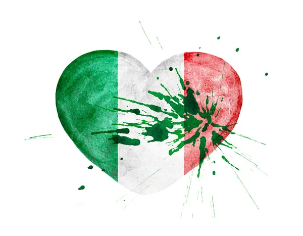Bandera Del Corazón Italia Sobre Fondo Blanco —  Fotos de Stock