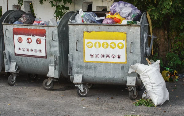 Kosz Śmieci Wypełniony Odpadami — Zdjęcie stockowe
