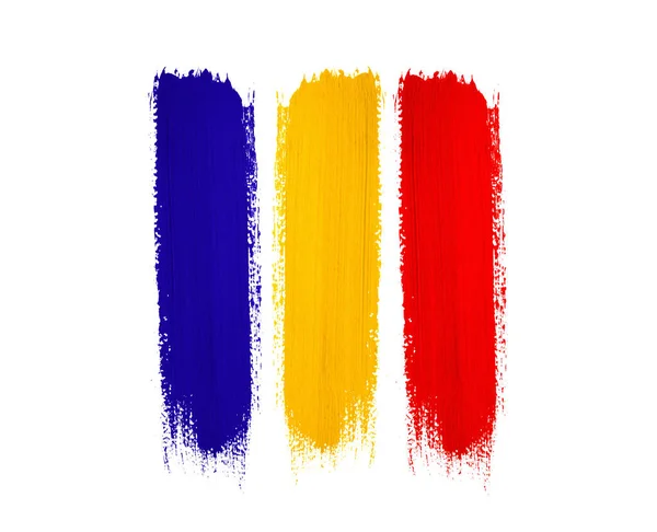 白色背景下的罗马尼亚国旗 — 图库照片