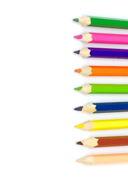 Lápis Coloridos Isolados Sobre Fundo Branco — Fotografia de Stock