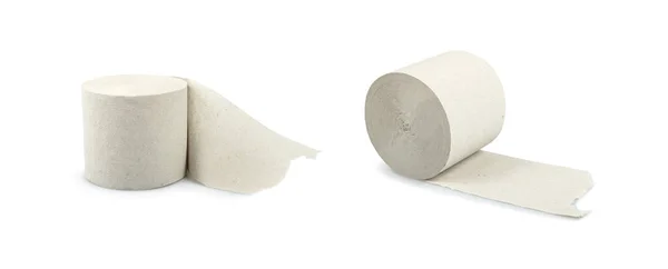 Toaletní Papír Izolovaných Bílém Zavřít Nahoru — Stock fotografie