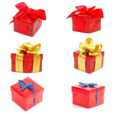 Beyaz arka planda kurdeleli hediye kutusu