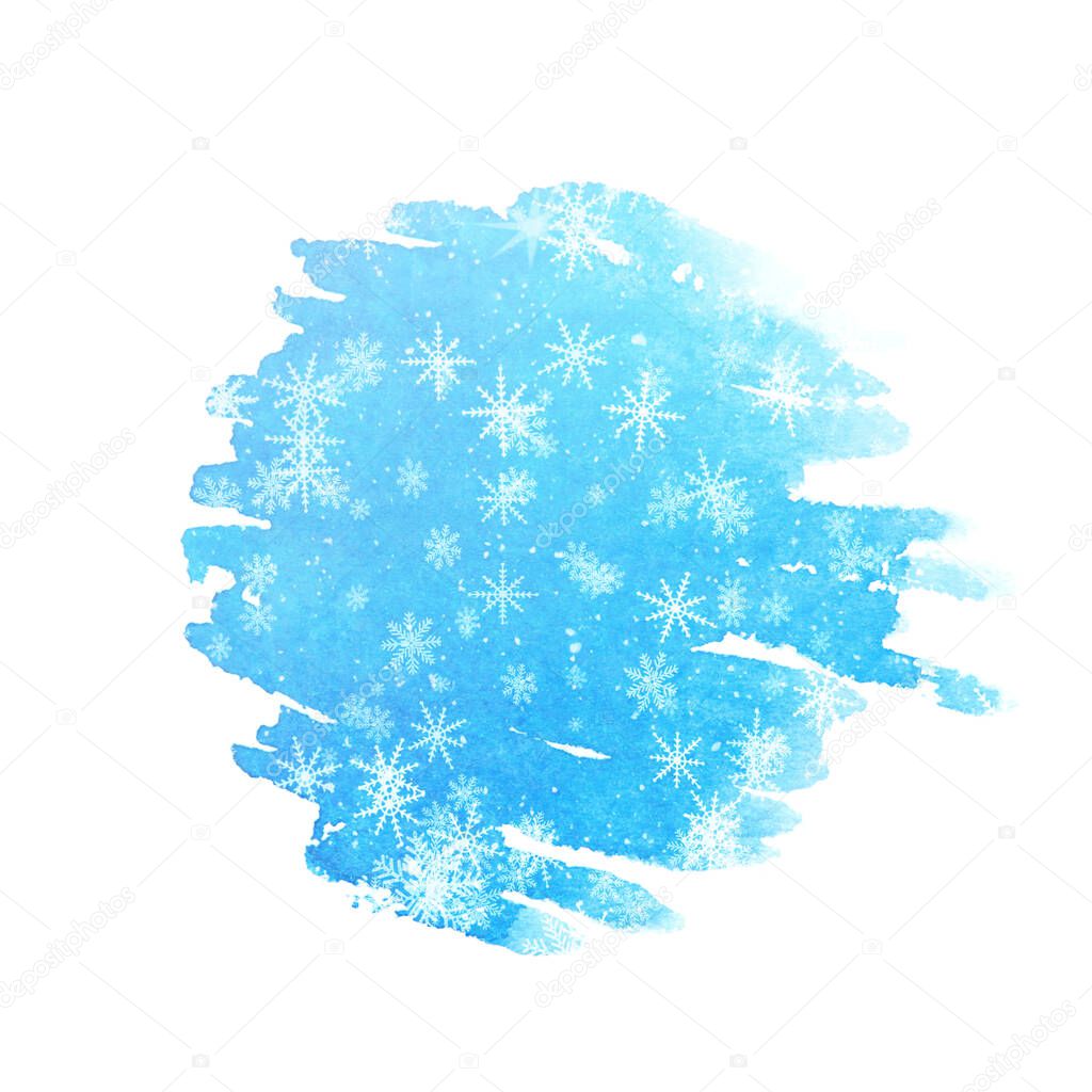 winter snow-blue background with snowflakes