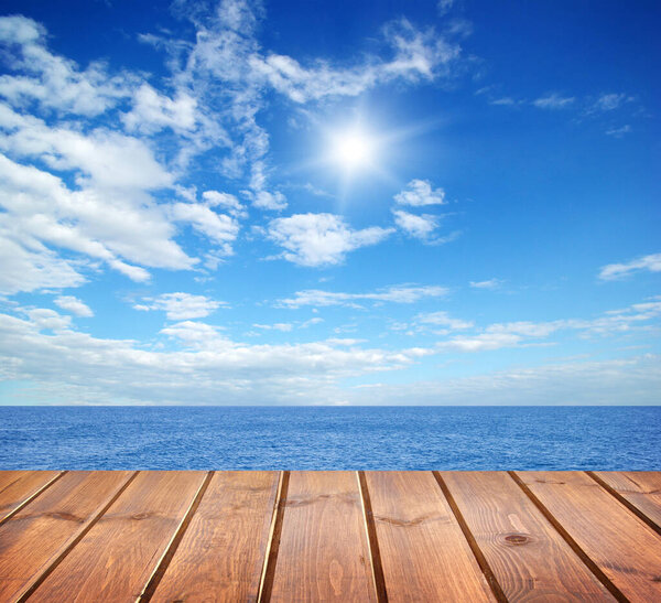  sea and wooden platform