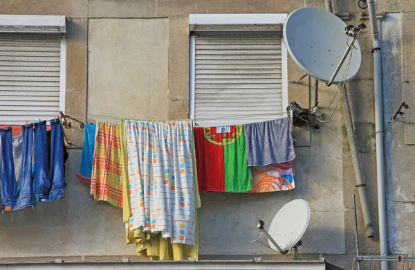 Traditional drying the linen in Portugals — Stock Photo, Image