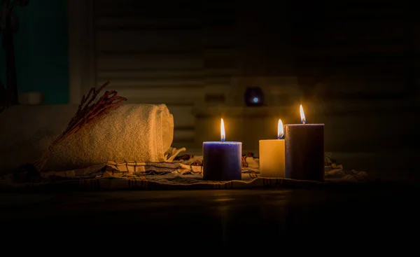 Banho Turco Tradicional Iluminado Pela Luz Velas — Fotografia de Stock