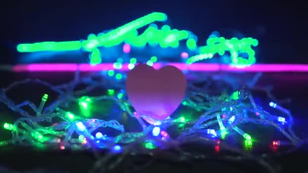 Loving Heart Led Lights — Stock Video