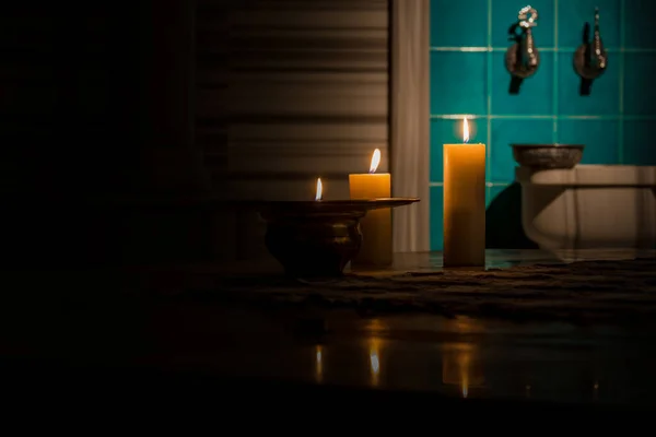 Traditional Turkish Bath Illuminated Candlelight — Stock Photo, Image