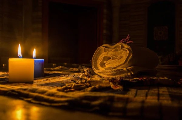 Traditional Turkish Bath Illuminated Candlelight — Stock Photo, Image