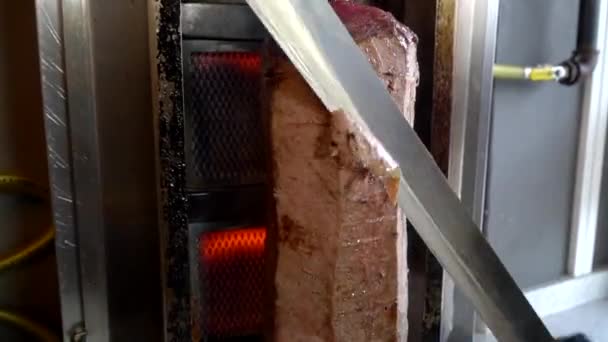 Tradycyjne Tureckie Mięso Doner Kebab — Wideo stockowe