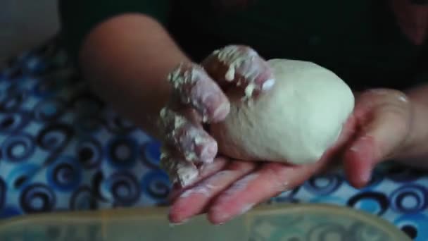 Mother Kneads Dough Her Children — Stock Video