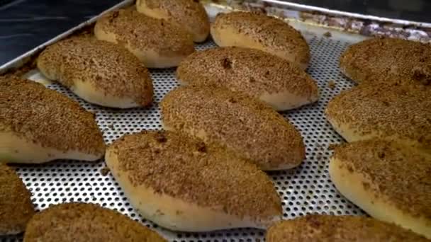 Frisch Zubereitete Bagels Und Gebäck — Stockvideo