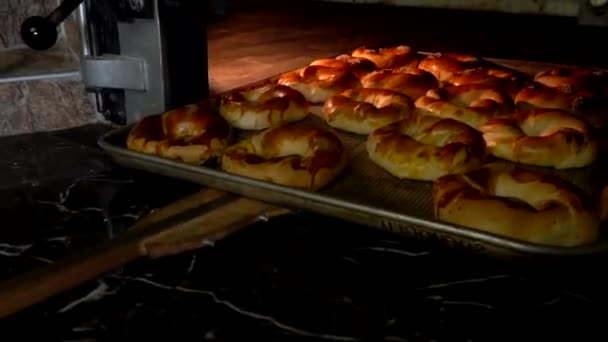 Vers Gebakken Bagels Gebak — Stockvideo