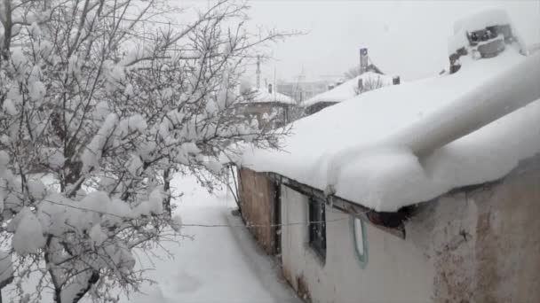 Ist Ein Schöner Tag Und Die Schneeflocken Regnen Weiter — Stockvideo