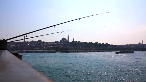 Мая 2016 Стамбул Турция Вид Стамбул Моста Галата — стоковое видео
