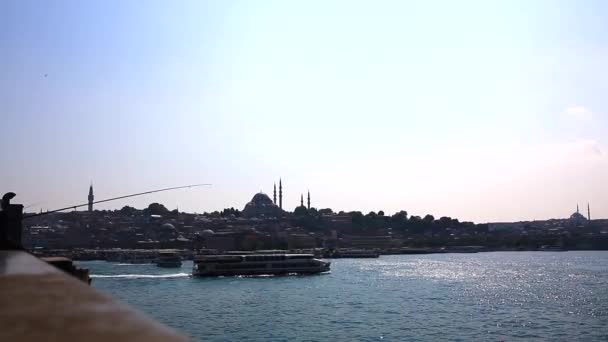 May 2016 Stanbul Turkey Sunset Views Istanbul Bridge Galata — Stock Video