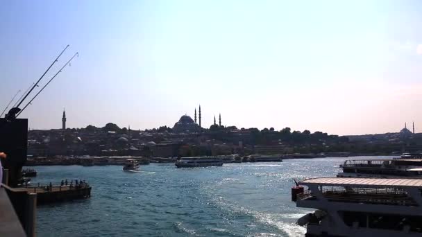 Mayıs 2016 Türkiye Galata Köprüsü Nden Stanbul Gün Batımı Manzarası — Stok video