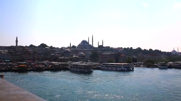 May 2016 Stanbul Turkey Sunset Views Istanbul Bridge Galata — Stock Video