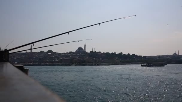 Mei 2016 Stanbul Turkije Zonsondergang Uitzicht Istanbul Vanaf Brug Galata — Stockvideo