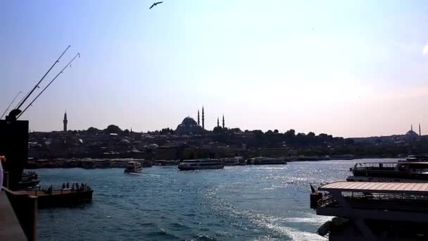 Мая 2016 Стамбул Турция Вид Стамбул Моста Галата — стоковое видео