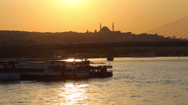 Sunset Suleymaniye Mosque Famous City Istanbul — Stock Video