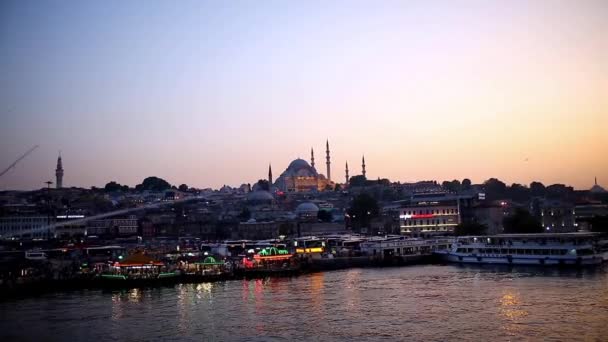 May 2016 Stanbul Turkey Sunset Views Istanbul Bridge Galata — Stock Video