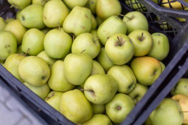 Sağlıklı ve dinç kalmak için yeşil elma kasaları