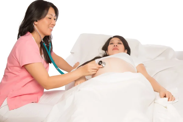 Pregnant Asian Mom with Nurse — Stock Photo, Image