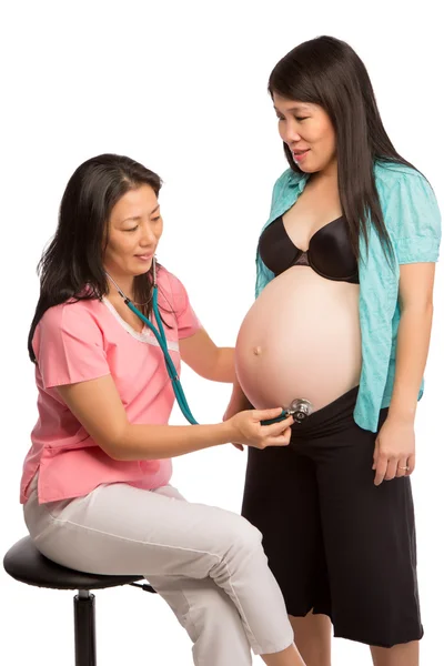 Pregnant Asian Mom with Nurse — Stock Photo, Image