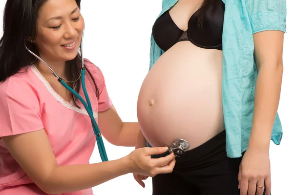 Pregnant Asian Mom with Nurse — Stock Photo, Image