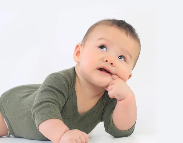 Baby laying on stomach — Stock Photo, Image