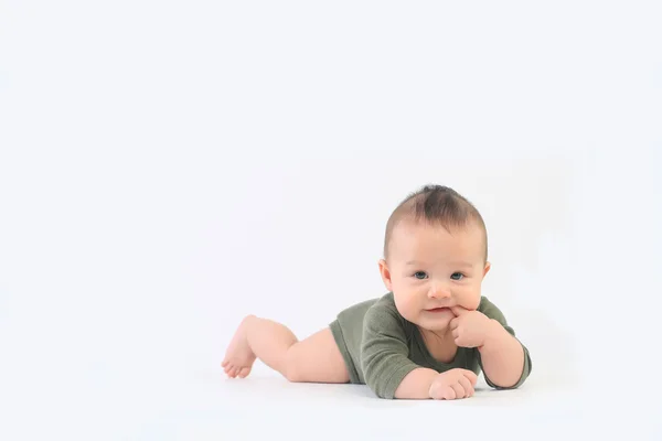 Baby laying on stomach — Stock Photo, Image