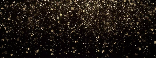 Gold Glitter Texture Black Shinny Small Particles Reflecting Light Defocused — Stock Photo, Image