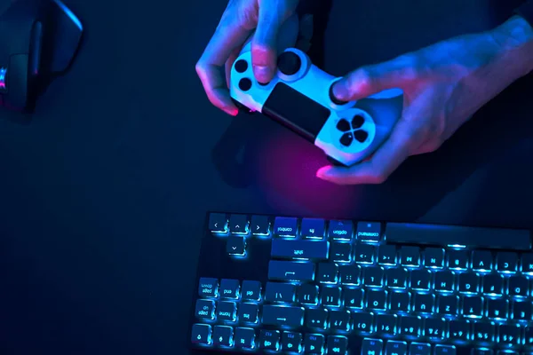 White Game Controller Color Backlighted Keyboard Headphones Grey Desk  Professional Stock Photo by ©gleitfrosch 506537542