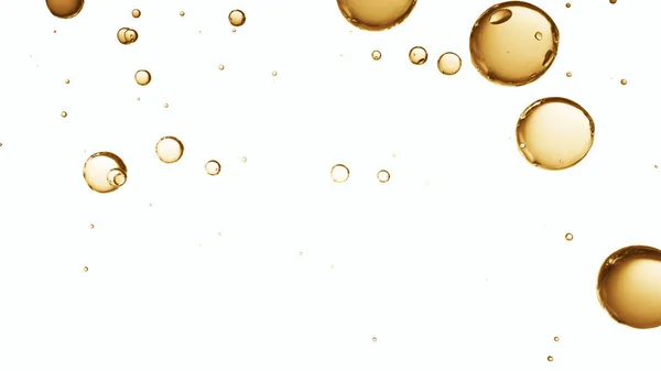 Очистити Частинки Золотої Бульбашки Плавають Білому Фоні Шаблону Фоном Нижнього — стокове фото
