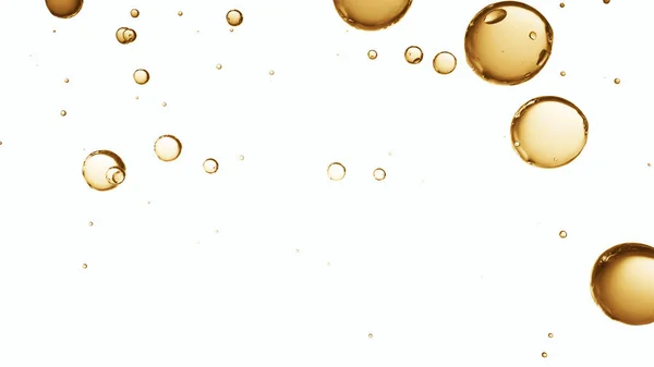 Alttaki boş kopya alanı arkaplanına sahip beyaz arkaplan şablonunda yüzen altın baloncuk parçacıklarını temizle
