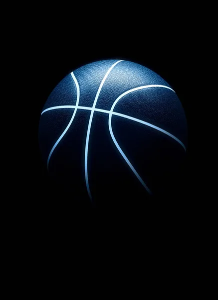 黒を背景にしたバスケットボールボールの3Dレンダリング スポーツ用具の抽象的な概念を持つグラフィック要素 — ストック写真