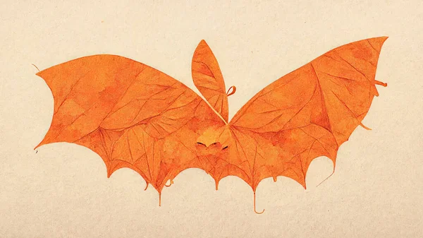 Oranssi Luova Oranssi Halloween Bat Suunnittelu Valkoinen Seinä Taustalla Minimalistinen — kuvapankkivalokuva