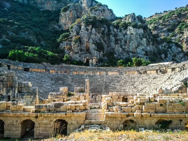 Ruins Amphitheater Ancient Greek Town Myra Lycian — Foto de Stock