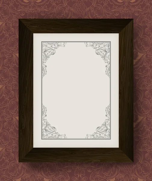 Vintage border with wooden frame. Vector illustration, EPS10 — Stock Vector