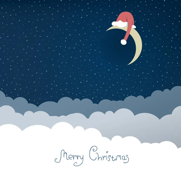 Tarjeta de felicitación con luna de Navidad. Ilustración vectorial, EPS10 . — Archivo Imágenes Vectoriales