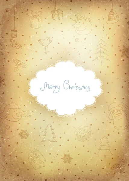 Vintage golden Christmas Greeting card. Vector illustration, EP — Stock Vector