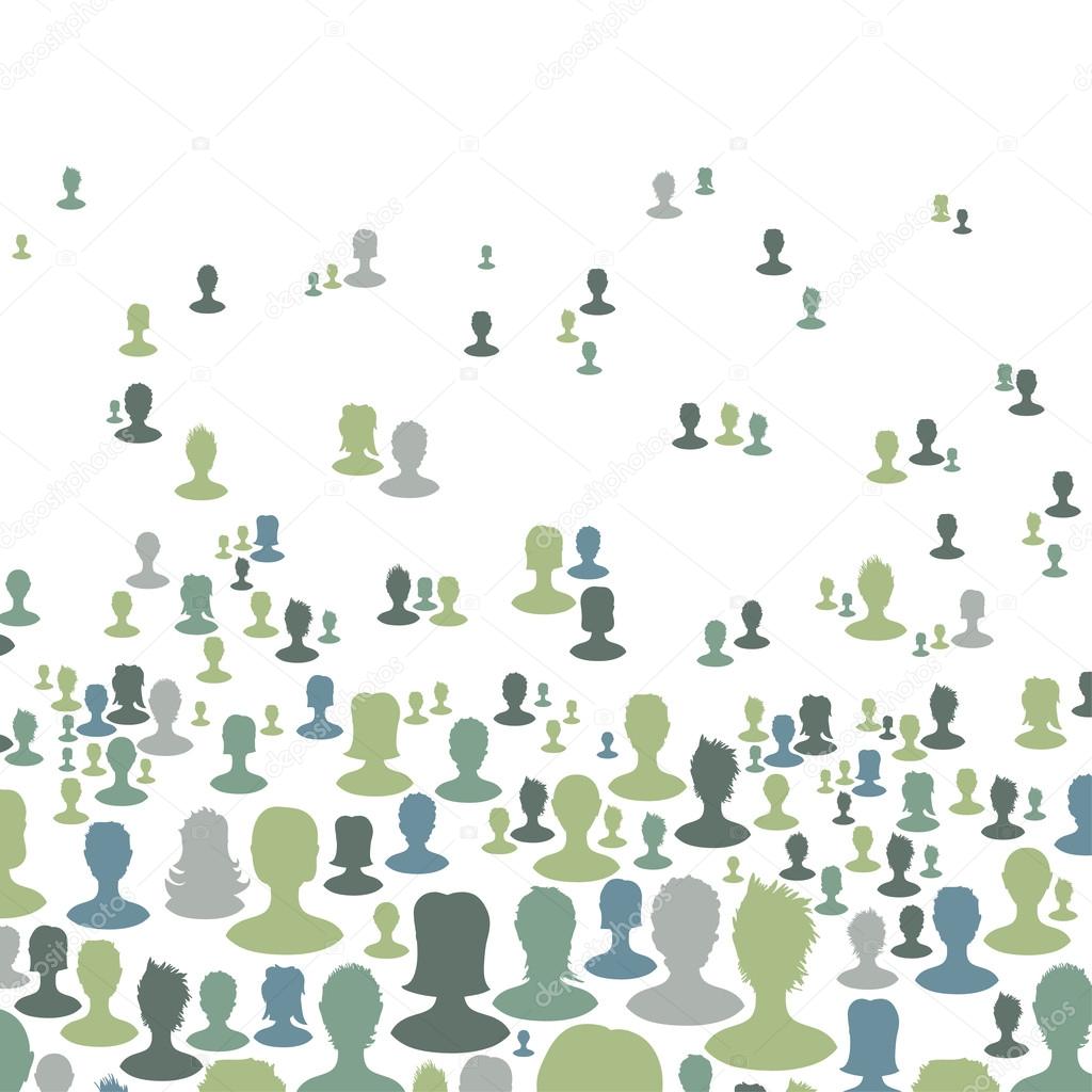 Social network concept background, Many silhouettes. Vect