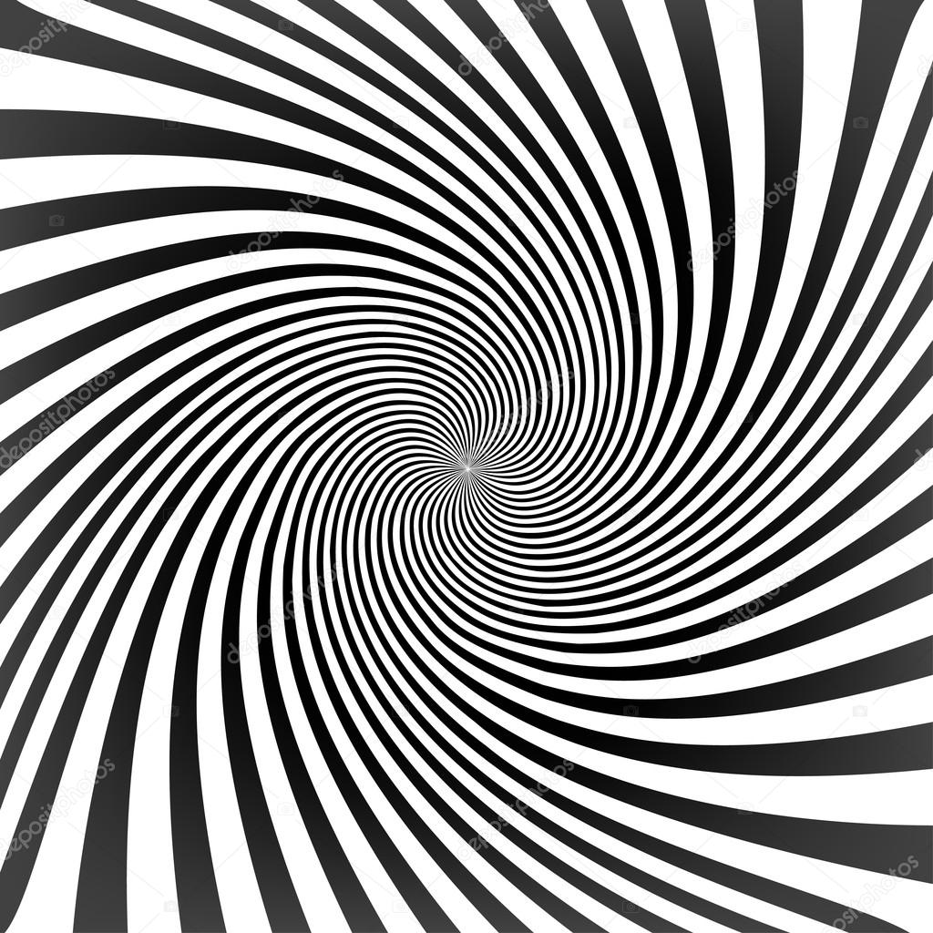 Black twisted lines on white with tunnel effect. Vector illustra