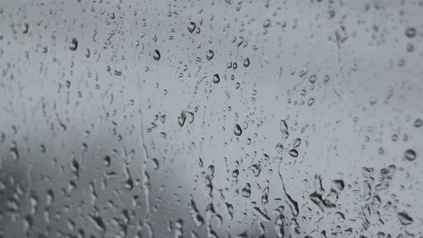 Капли дождя на стекло — стоковое видео